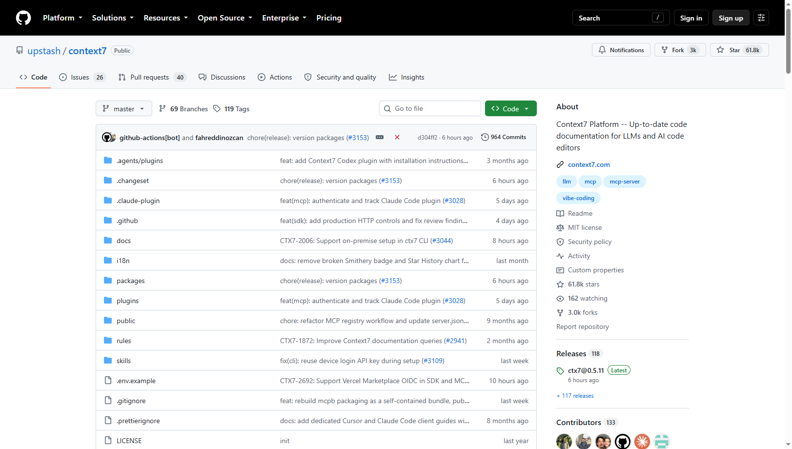 Context7 的 GitHub 仓库首页