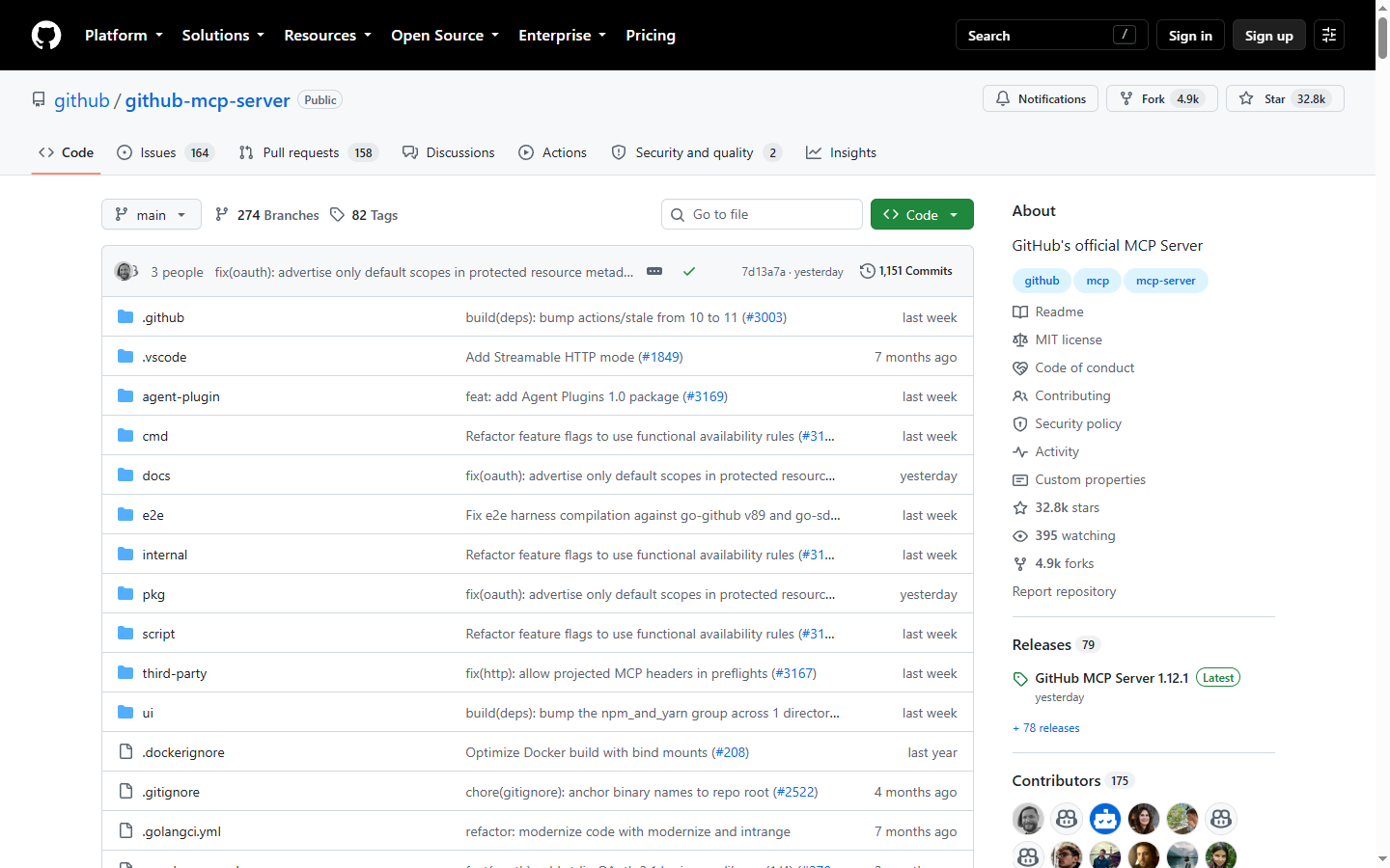 GitHub MCP Server 的 GitHub 仓库首页
